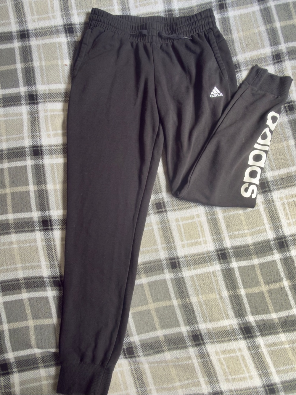 adidas Black Jogger Sweatpants with White Logo Stripe